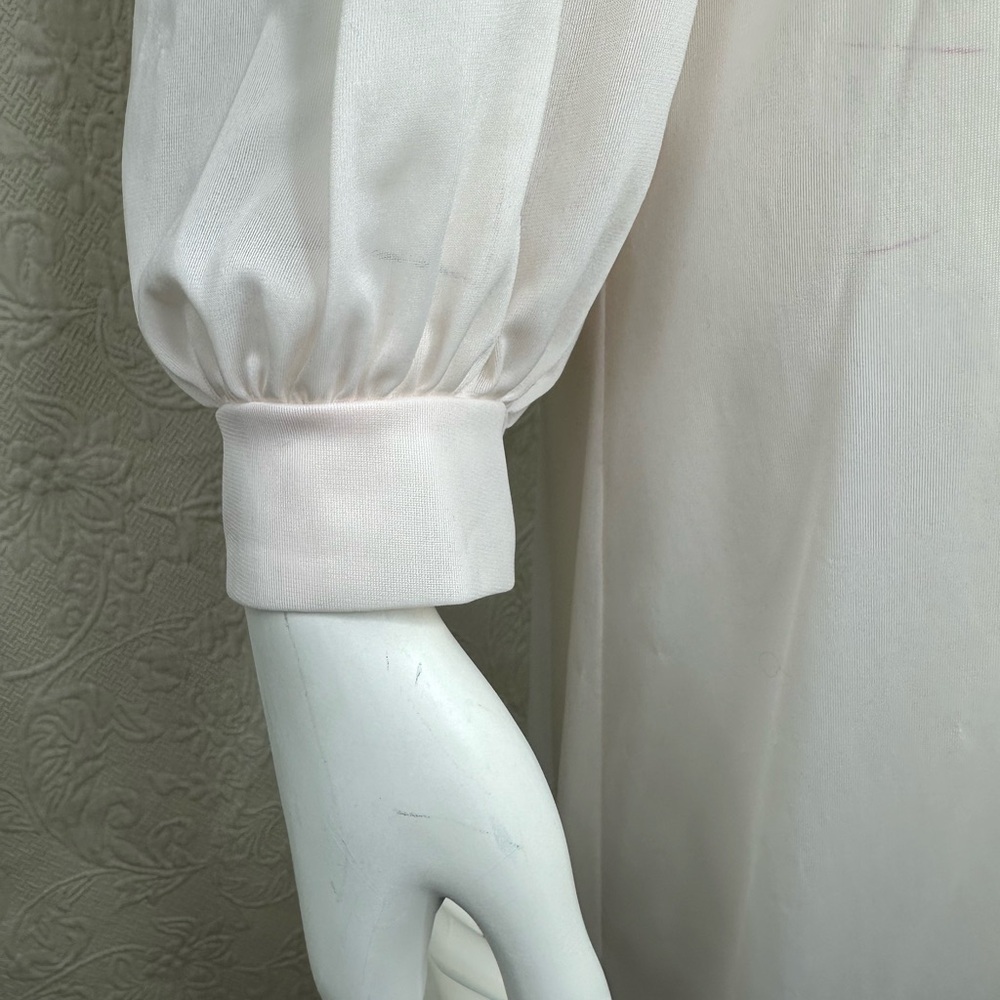 Vintage Nylon Long Sleeve Pink Long Nightgown - Picture 13 of 16